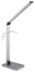 Platinet stoln LED lampa 10W stmievaten, dotykov ovldanie, bezdrtov nabjanie, USB port, strieborn PLADLL888AG