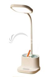Platinet stoln LED lampa 5W, integrovan batria 2400mAh, USB port, biela PLADLL008BL