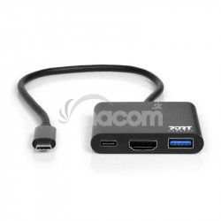 PORT CONNECT USB-C HUB, HDMI 1X 4K + USB-A + USB-C, ierny 900140