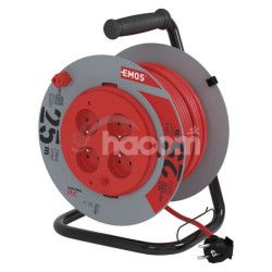 Predl�ovac� k�bel na bubne 25 m / pevn� stred / 4 z�suvky / �erven� / PVC / 230 V / 1,5mm2 P19425P