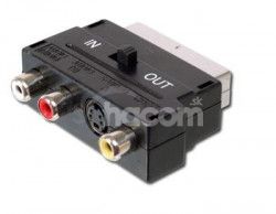 PremiumCord Adapter SCART-3x cinch + S-video s prepnaom IN / OUT kjsa-01