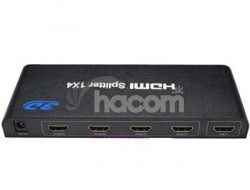 HDMI splitter PremiumCord 1-4 portov kovov s napjacm adaptrom, 3D, FULL HD khsplit4b