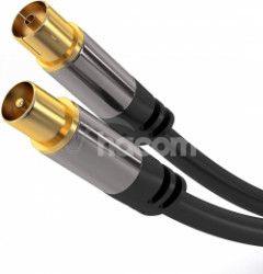 PremiumCord TV antenn HQ prepojovac kbel M / F 75Ohm (135dB) 4x tienen 3m kjqiec3