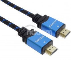 PremiumCord Ultra HDTV 4K @ 60Hz kbel HDMI 2.0b kovov + pozlten konektory 1m bavlnen pl᚝ kphdm2m1