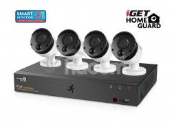 IGET kamerov PoE FullHD set, 8CH NVR + 4x IP fullHD kamera, SMART detekcia, W / M / Andr / iOS HGNVK85304