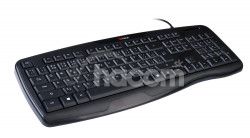 Klvesnica C-TECH KB-107 USB, ERGO, ierna, CZ / SK KB-107