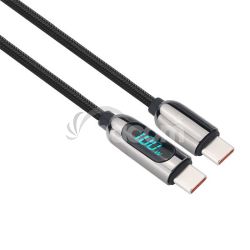 Solight USB-C kbel s displejom, USB-C konektor - USB-C konektor, 100W, 1m