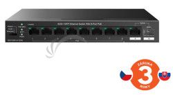 Tenda TEG1110PF-8-120W PoE AT switch 8xPoE 802.3af/at + Uplink RJ45 + SFP port, 110W, PoE+, fanless 75012025