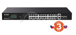 Tenda TEG1128P-24-250W PoE+ Gigabit switch 24x 1Gb/s PoE+ 802.3af/at + 2x SFP + 2x RJ45, 230W, Rack 75011994