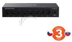Tenda TEG2208D Websmart L2 cloud managed switch, 8x 10/100/1000 Mbps, Kov, Fanless - bez ventiltorov 75012018