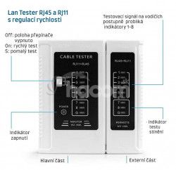 W-STAR Tester UTP pre RJ45, RJ11, STP, Cat5e, Cat7, biely WS-468WH