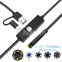 USB endoskopick kamera priemer 7mm, kblom 2m a zrkadlom aj pre mobil USB-kamera-7x2m