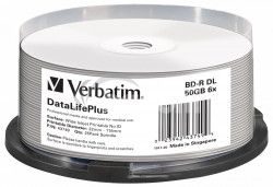 Verbatim Blu-ray BD-R DL 50GB 6x WIDE Profesional Printable 25-cake NON-ID 43749