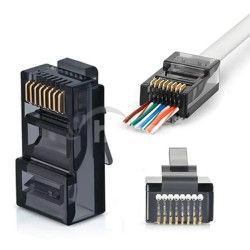 W-star Konektor UTP RJ45EZ Cat5e100ks pozlten, ierna, pass through RJ45EZ5KS RJ45EZ5KS