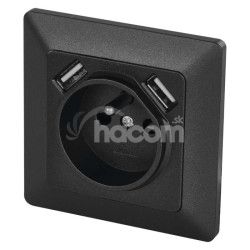 Zsuvka s USB 2,1A max., antracit A6000.2